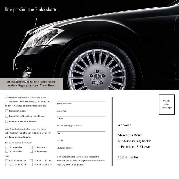 Mercedes-Benz Berlin | Einladung S-Klassen Premiere