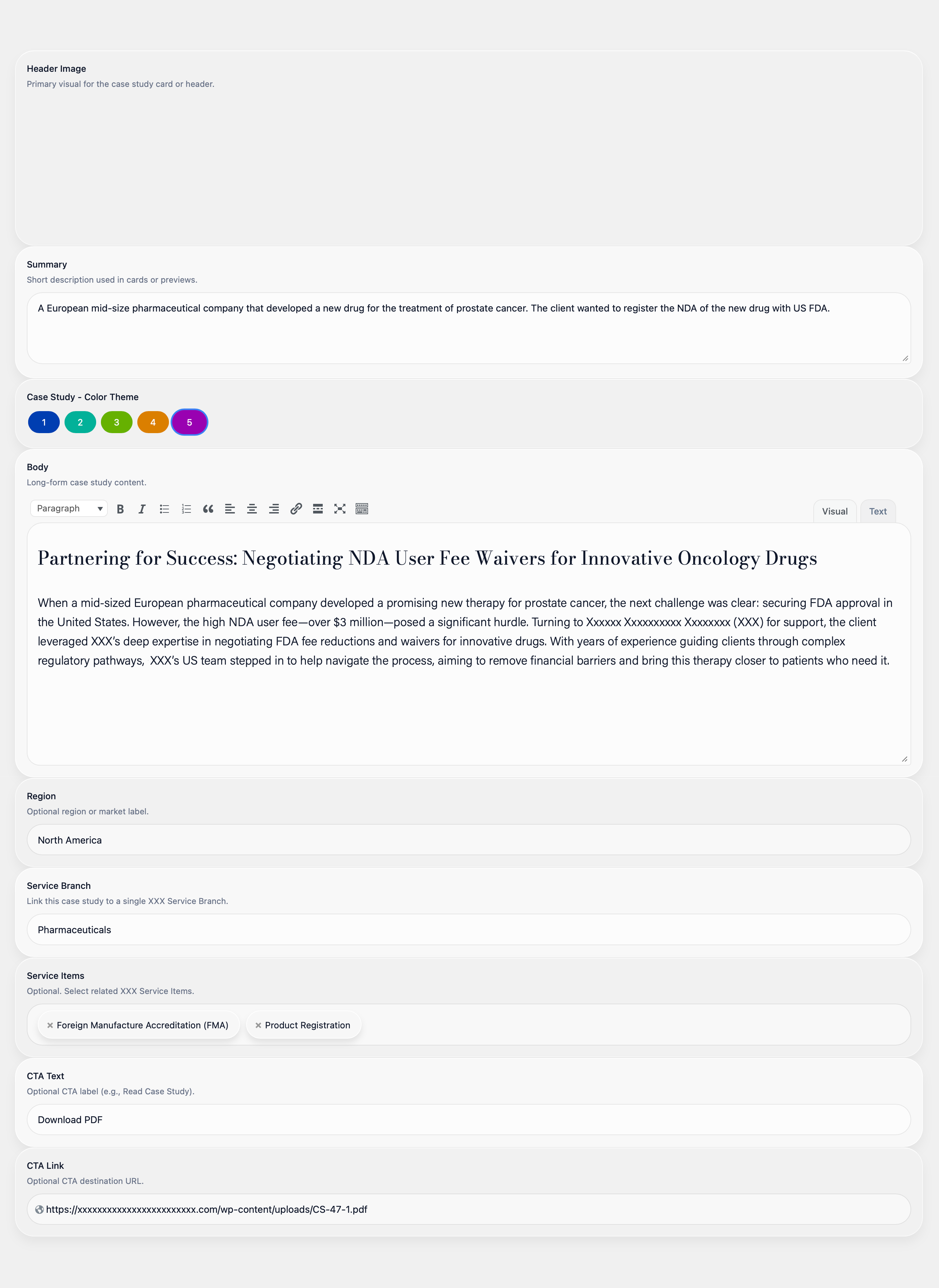 Backend interface screenshot of a headless CMS architecture highlighting relational content connections and dynamic menus for complex service structures.